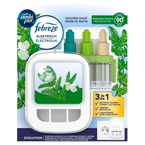 Električni osvežilec zraka Ambi Pur Morning Dew 3Volution, 20 ml, 3 kosi