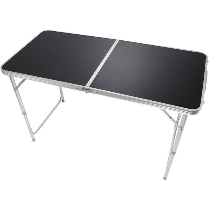 Mesa plegable - Camping - Aluminio 120x60cm - Negra - Multifuncional - Ligera