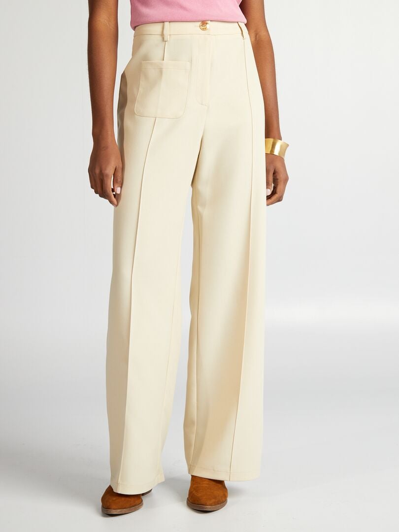 Rechte broek met hoge taille - GRIJS