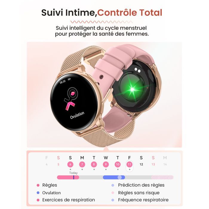 Reloj inteligente AIMIUVEI 2025 para mujer, Bluetooth 5.3, 2 correas, funciones para mujer/sueño/SpO2/120+ Sport/IP68/Gold