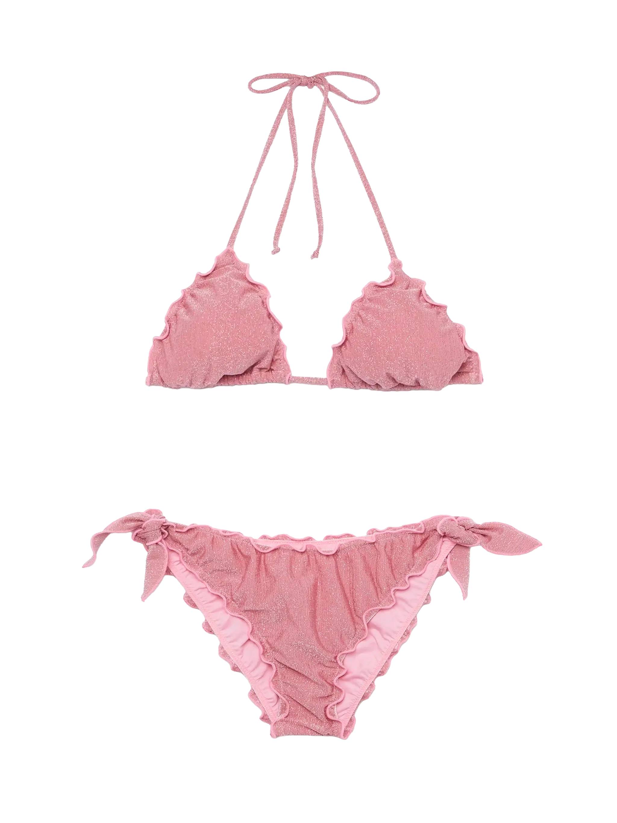Klassieke bikini met triangeltop en roze lurex bikinibroekje Sa