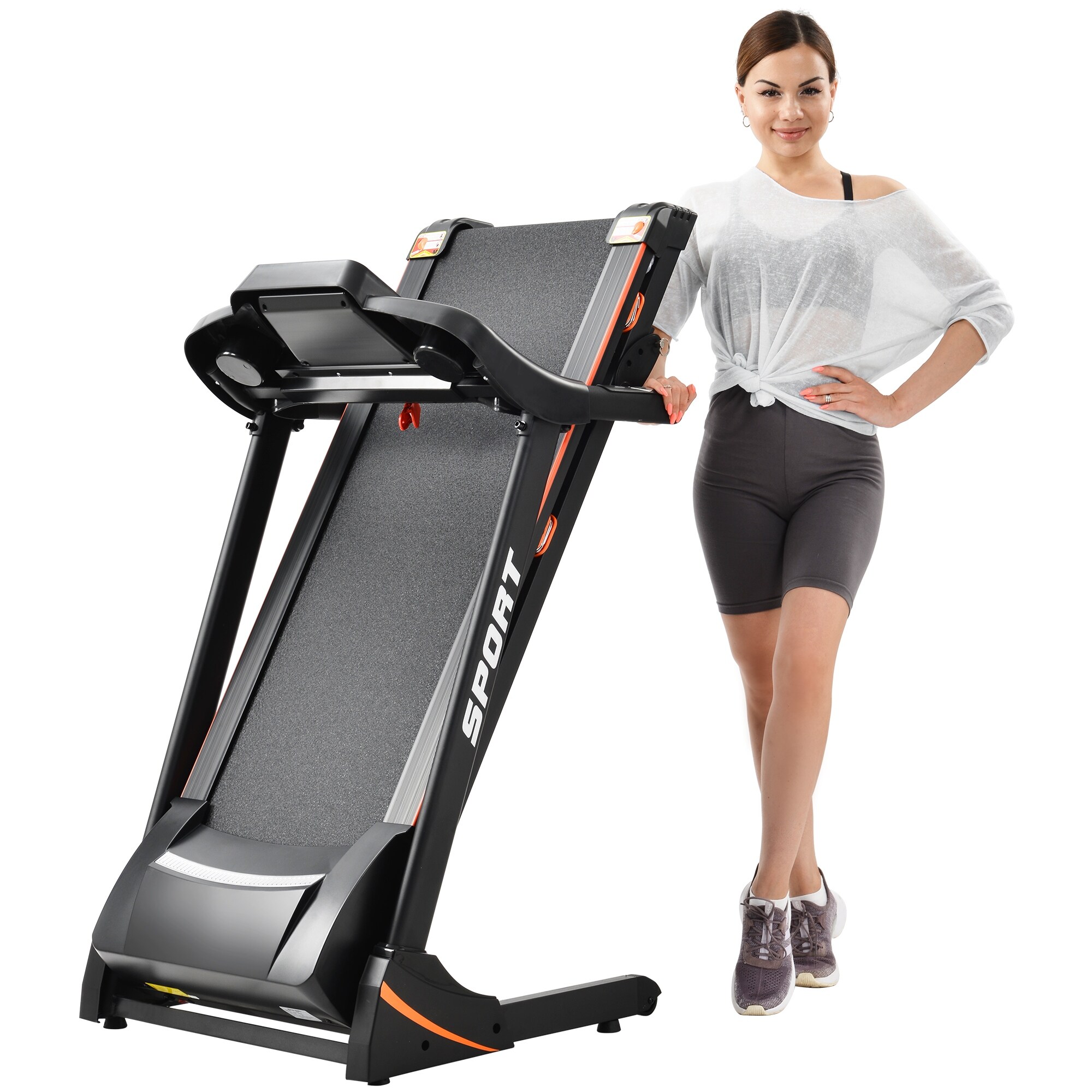 Esteira elétrica dobrável de 3,5 HP com inclinação média, motorizada, com tela LCD, para academia, suporta até 150 kg (330 lbs).