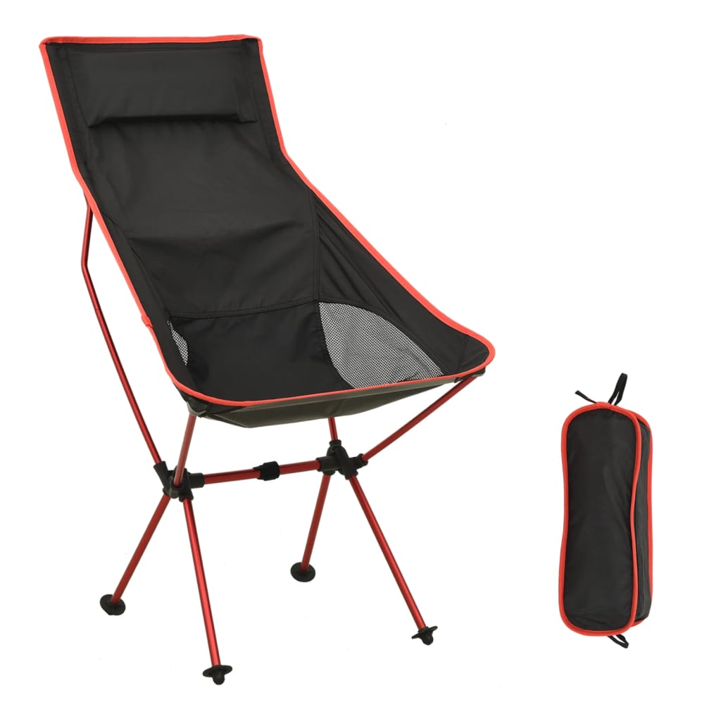 Cadeira de camping dobrável Vidaxl em PVC e alumínio, preta.