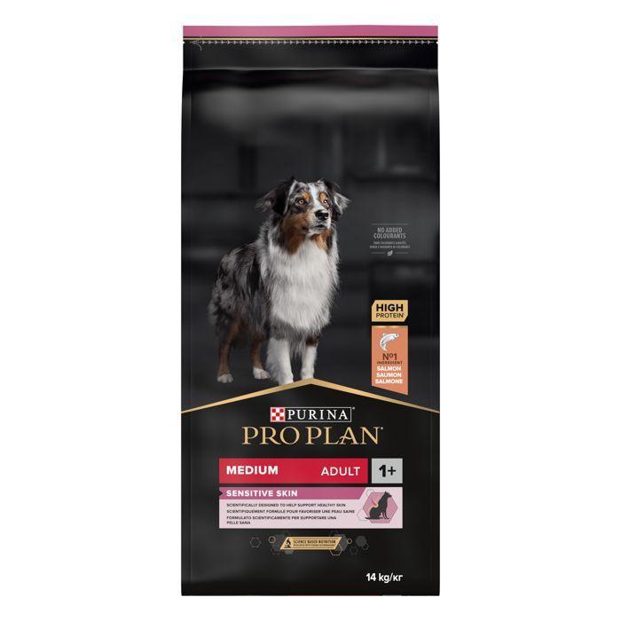 PRO PLAN Medium Adult Sensitive Skin Rich in Salmon - 14 KG - Croquetas para perros adultos de tamaño mediano