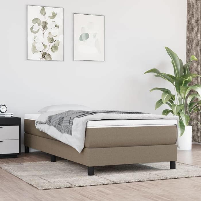 Mooi eenpersoonsbedframe - lattenbodem - voor volwassenen - taupekleurige stof, 90x190 cm, 1991