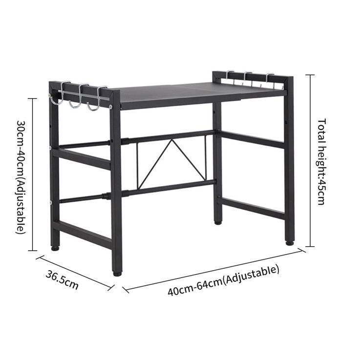 XUANYU Extendable Microwave Oven Shelf Bracket, New Space-Saving Kitchen Storage Solution, Black