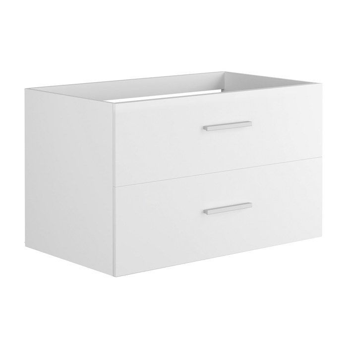 KAYLA Badkamermeubel met enkele wastafel en opbergkolom, wandmontage - Wit - 80 cm