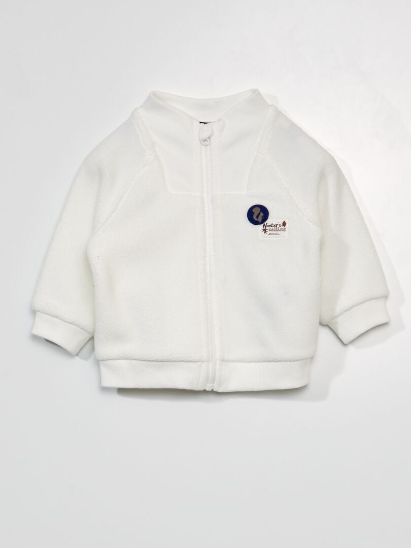 Moletom com capuz e zíper em sherpa - BRANCO