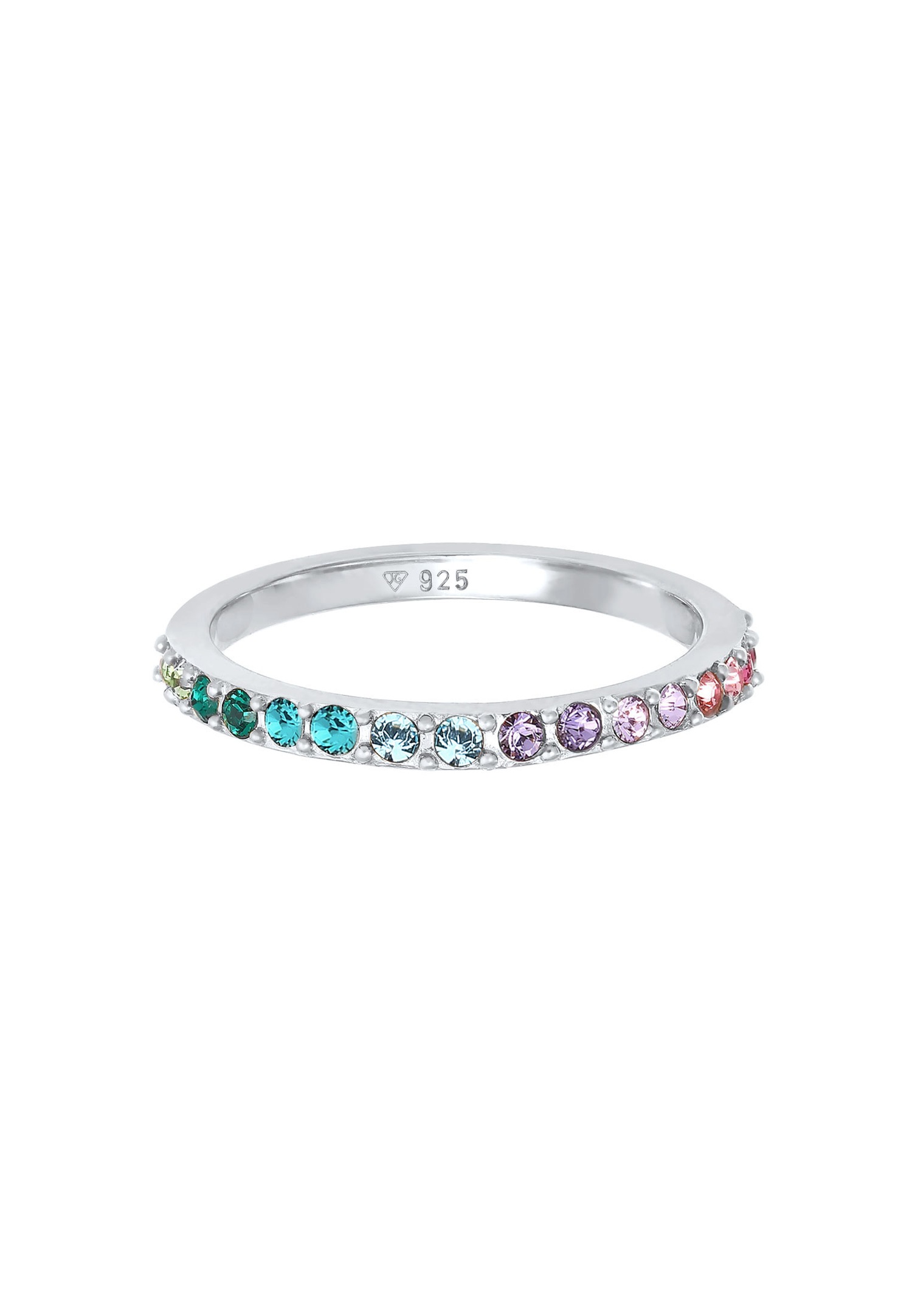 Elli Femmes Bande Arc-en-ciel Multicolore Élégant Tendance avec Cristaux en Argent Sterling 925