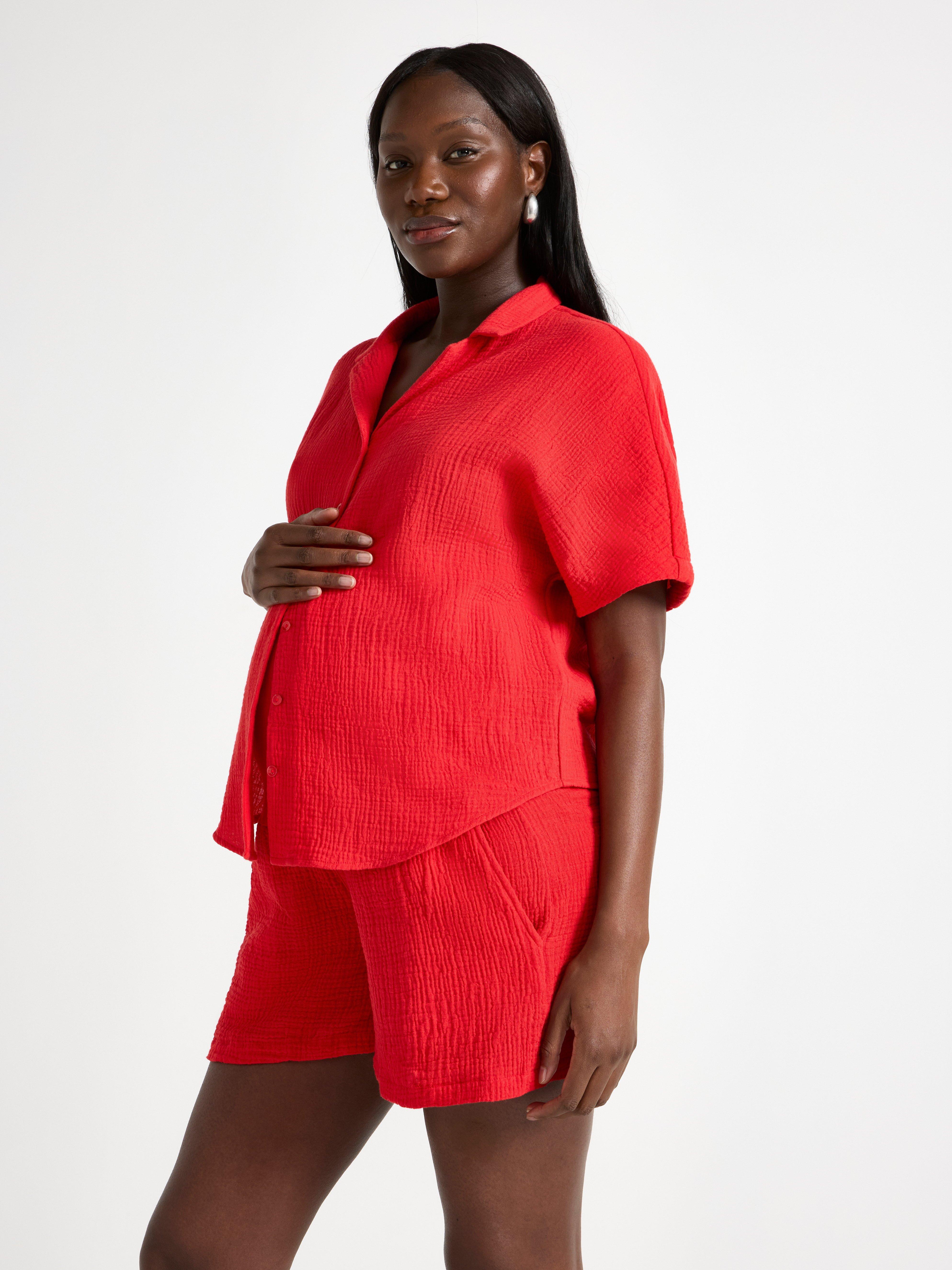 Chemise froissée MAMAN rouge foncé