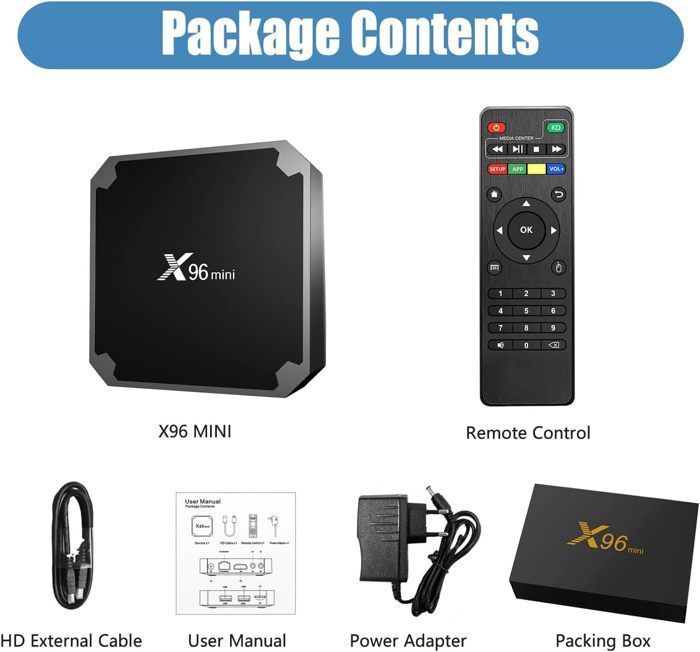 X96 Mini - TV BOX - 4K - 2/16GB - Boitier IPTV - Android 11.0 - Android TV - WiFi 2.4/5.0G - HDR 10 - Boîtier multimedia