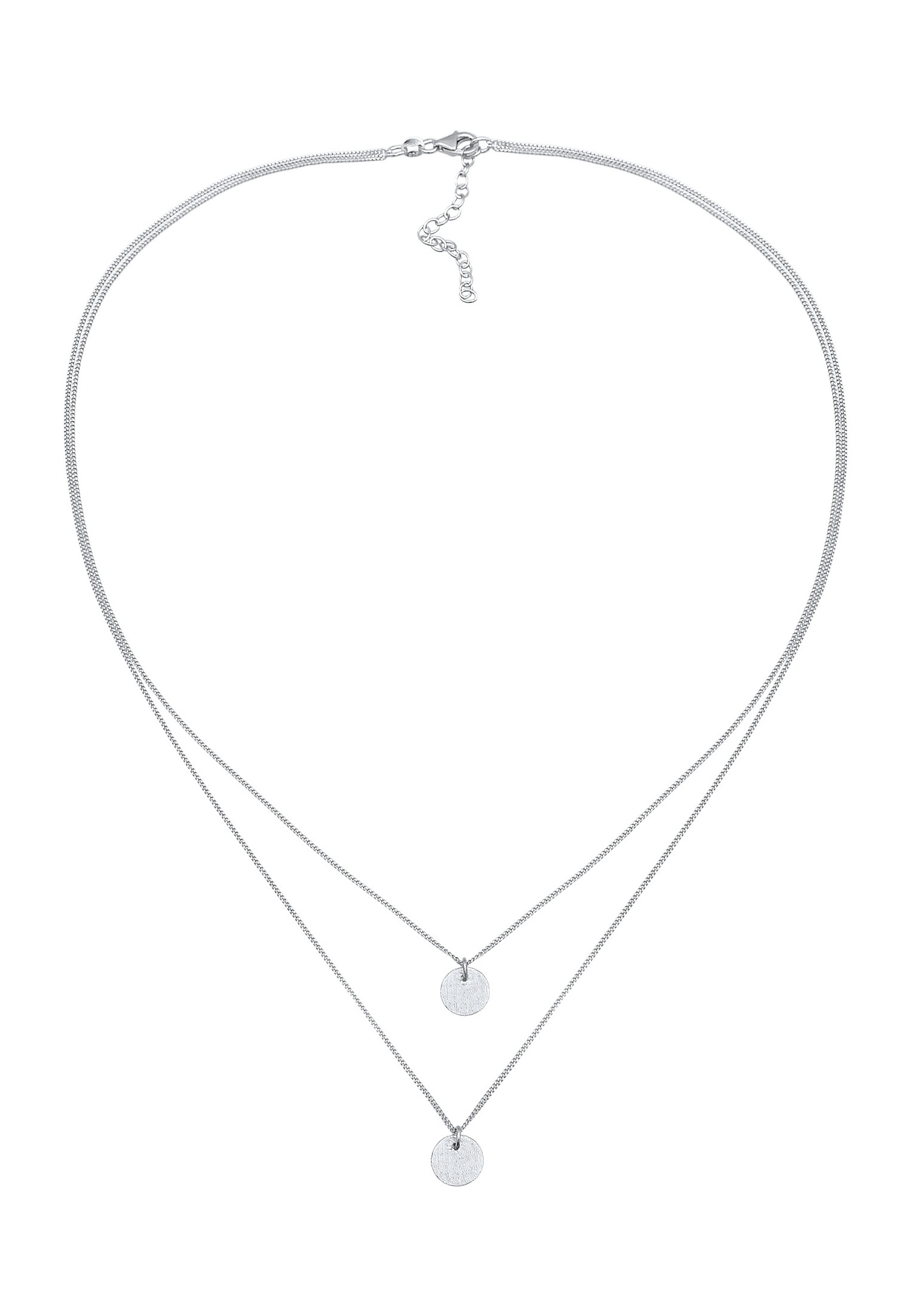 Elli Femmes Pendentif Plaque Ronde Layer Brossé en Argent massif 925