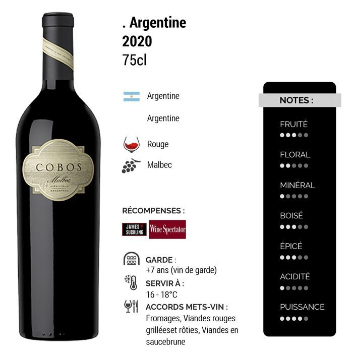 Cobos Argentina Mendoza Malbec 2020 - Argentijnse rode wijn (75cl)