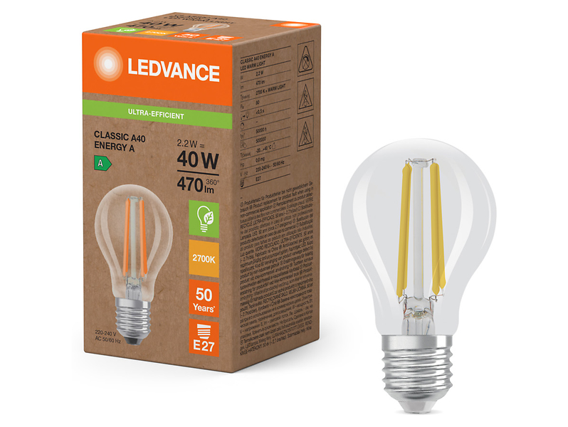 Żarówka LED Bańka  E27 2,2W z ciepłą barwą światła