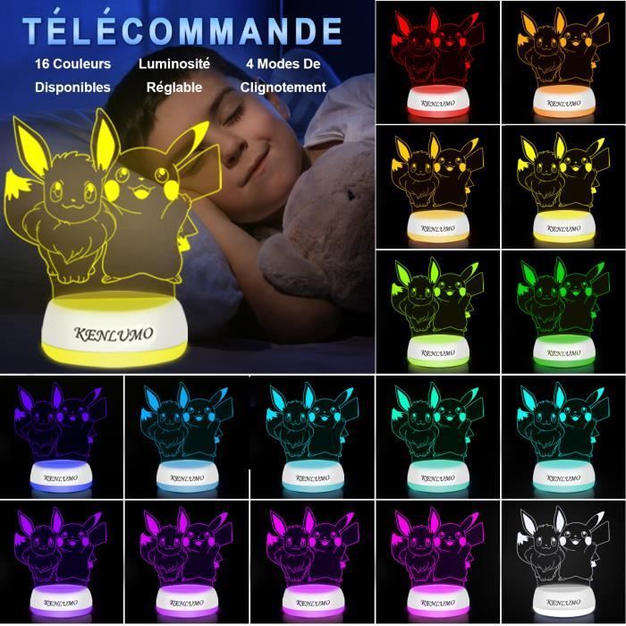 KENLUMO Eevee Pikachu Lamp Kerstcadeau voor Kinderen, Pokémon LED Nachtlampje met Afstandsbediening, Kleur Veranderen Door Aan Te Raak Te Veranderen, Decoratief
