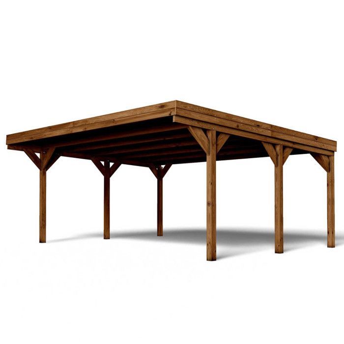 Posto auto coperto in legno per 2 auto, 30,9 m², 6 pali, 12x12