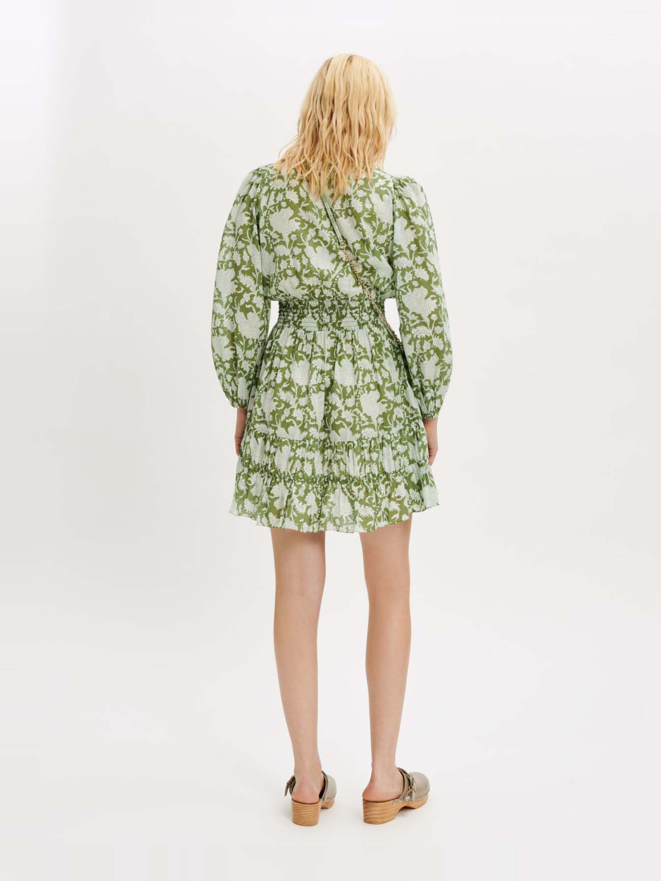 Rochie din bumbac cu imprimeu - Verde