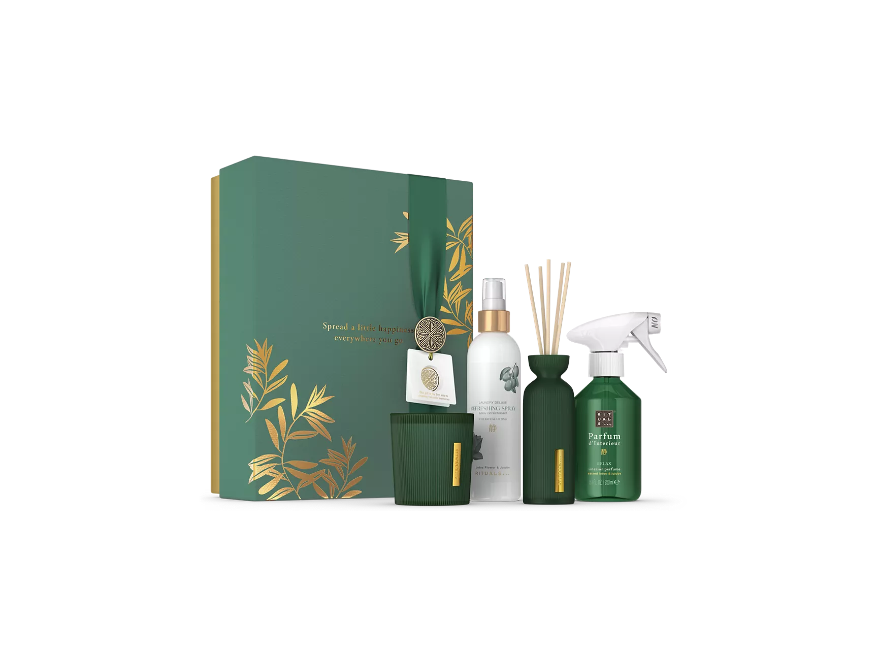 The Ritual of Jing Gift Set L interieurparfum spray 250 ml, verfrissende spray 250 ml, geurkaars 140 g, mini geurstokjes 70 ml