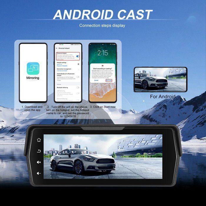 Monitor de navegación para motocicleta de 6,8 pulgadas, Carplay, Android Auto, pantalla táctil resistente al agua IP67, Bluetooth.