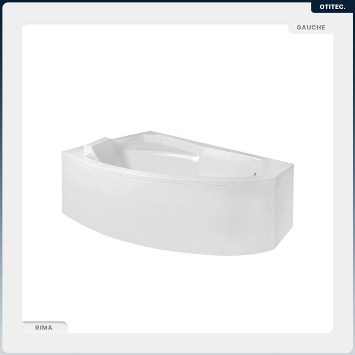 Banheira assimétrica para mão esquerda - OTITEC - RIMA - 130x85 cm - Acrílico - Ralo automático