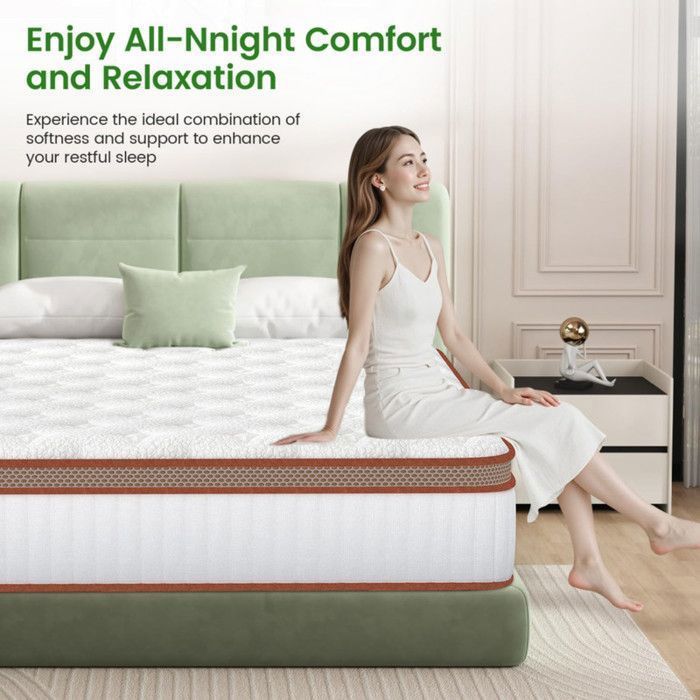 Materasso 140x200 cm, spessore 28 cm, molle insacchettate indipendenti + memory foam, 7 zone ergonomiche, ipoallergenico, lusso