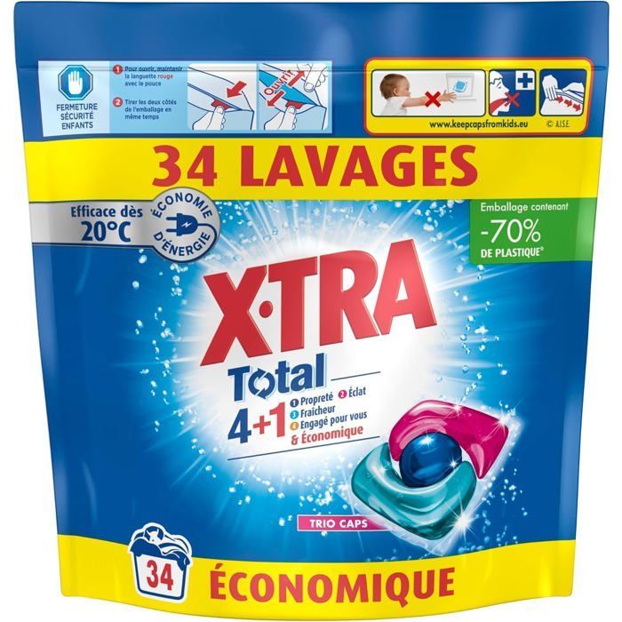 Capsule per bucato - Xtra Total - Trio-Caps - Originale + Profumo Floreale