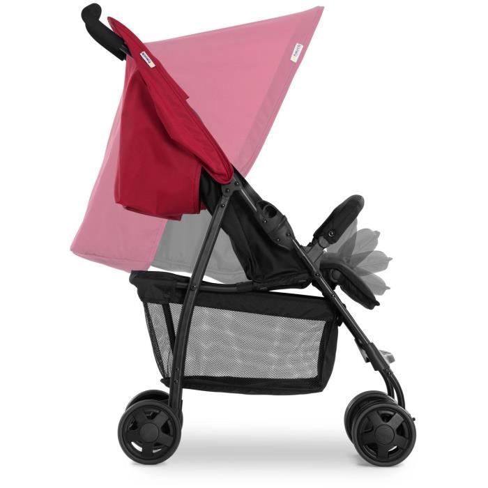 HAUCK - Kinderwagen - SPORT - Faltbar & verstellbar - Sonnendach - 4 Räder - Schwarz/Rot