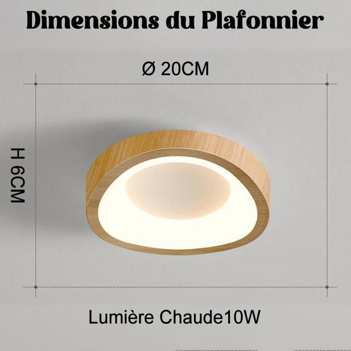 Lámpara de techo LED de estilo moderno WOTTES - 10W Blanco cálido IP54 Impermeable Lámpara de techo para sala de estar y pasillo - 1 unidad Natural Ø20CM