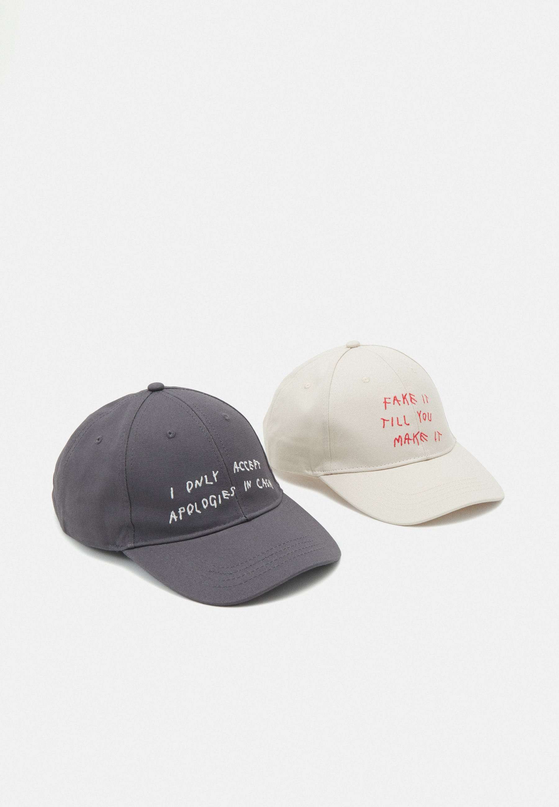 Only & Sons ONSMANUEL LINES LOT DE 2 CASQUETTES UNISEXES - aimant/blanc/moonstruck/rouge