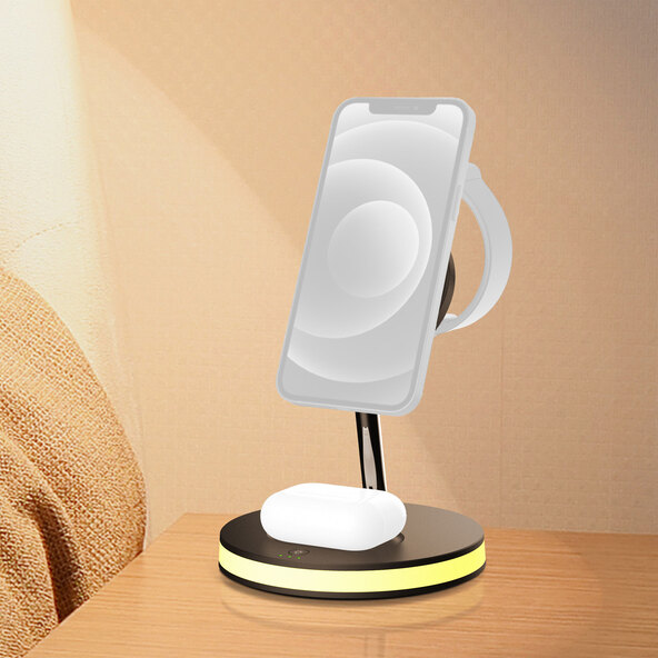 3-in-1 Wireless Charger QI-1041 with LED lighting, 15 W