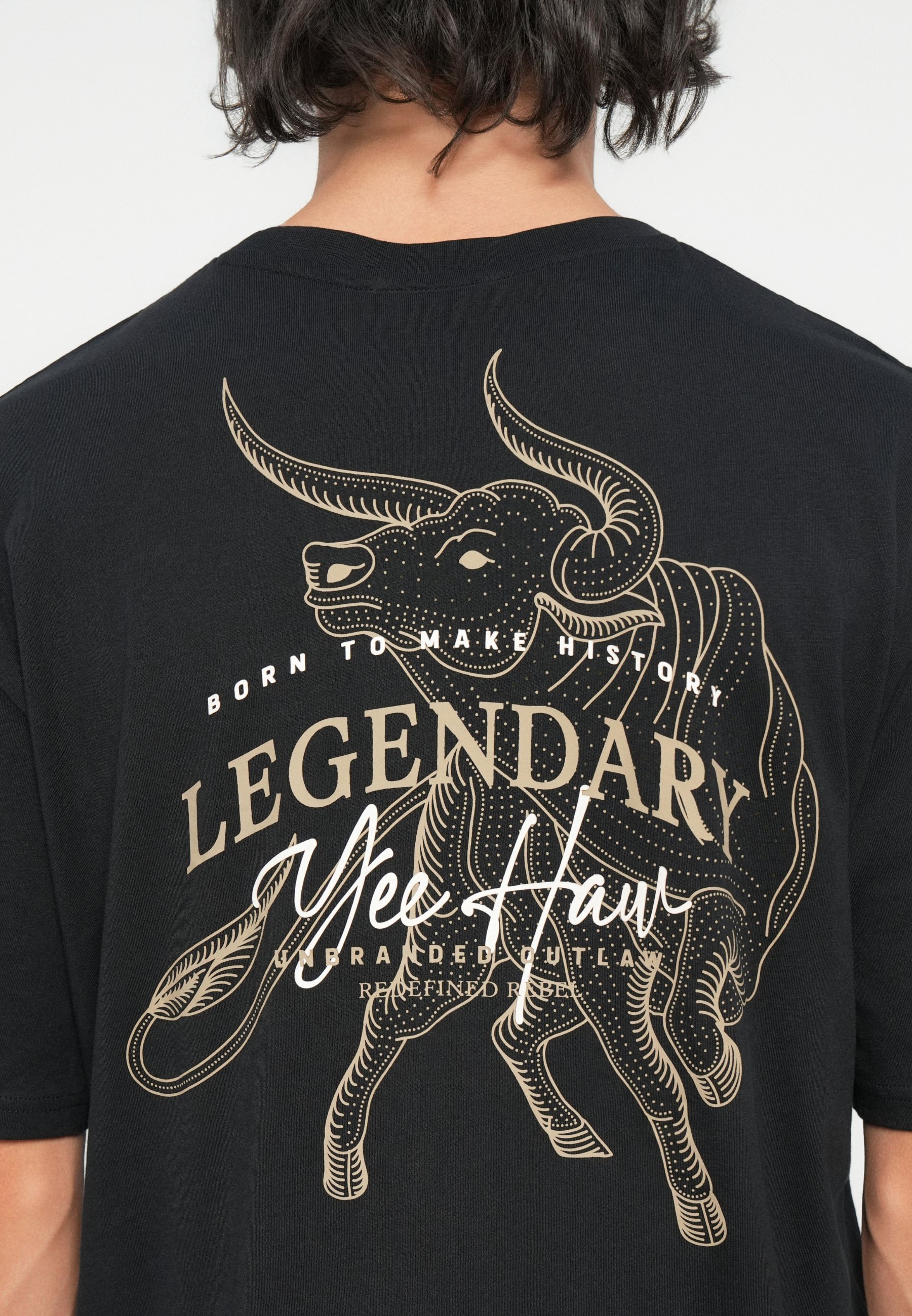 Redefined Rebel JENSEN TEE BOXY FIT - Nyomott mintás póló - fekete