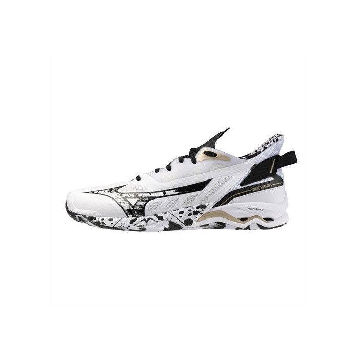 Sko - MIZUNO - Wave Mirage 5 Kakizome - Håndbold - Hvid/Sort/Guld - Støddæmpning og stabilitet