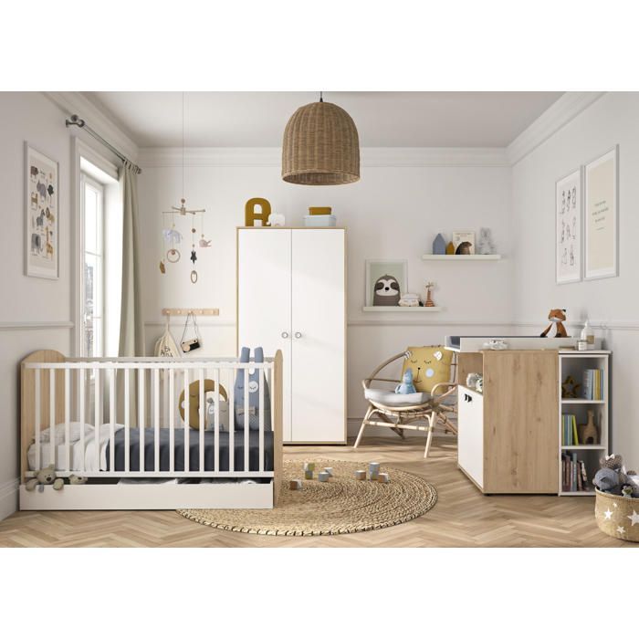 ARTHUR - Set composto da lettino Galipette (60x120 cm), cassettiera a 2 ante e armadio a 2 ante.
