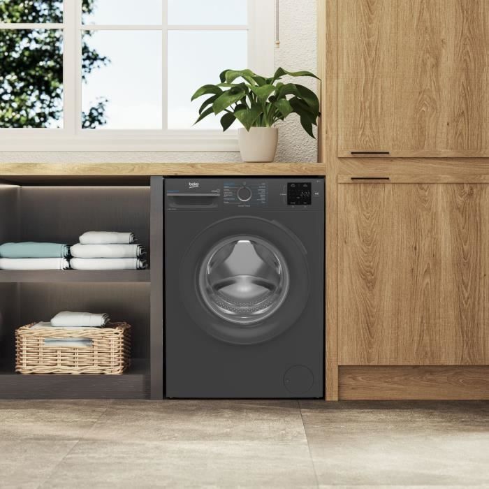 Máquina de lavar roupa BEKO BM0WU3922FB com carregamento frontal - 9 kg - Indução - 60 cm de largura - 1200 rpm - Classe energética A - Preta