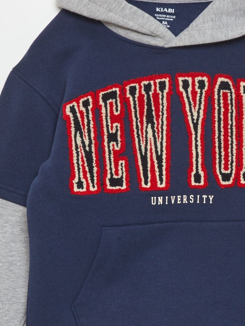 Sweatshirt met gevoerde mouwen en capuchon - BLAUW
