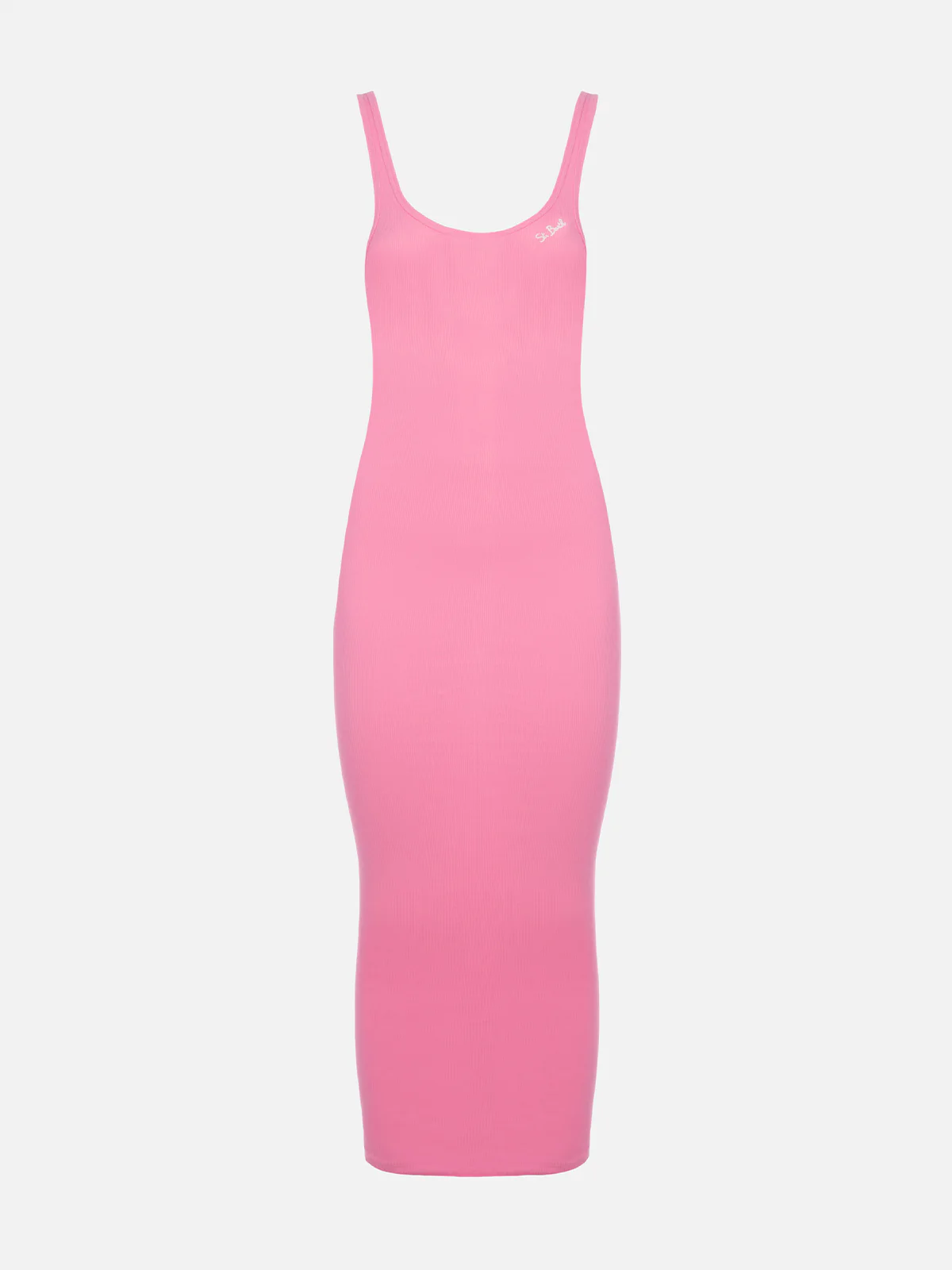 Jennifer damesjurk, roze geribbelde katoenen jersey tanktop