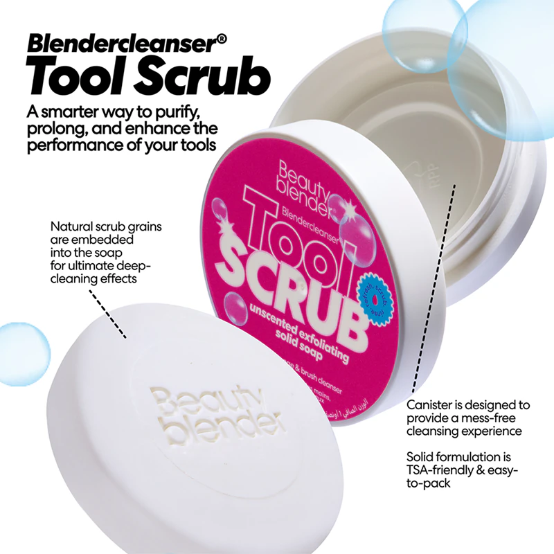 beautyblender® Tool Scrub Sabonete de limpeza sem perfume para pincéis e esponjas de maquiagem