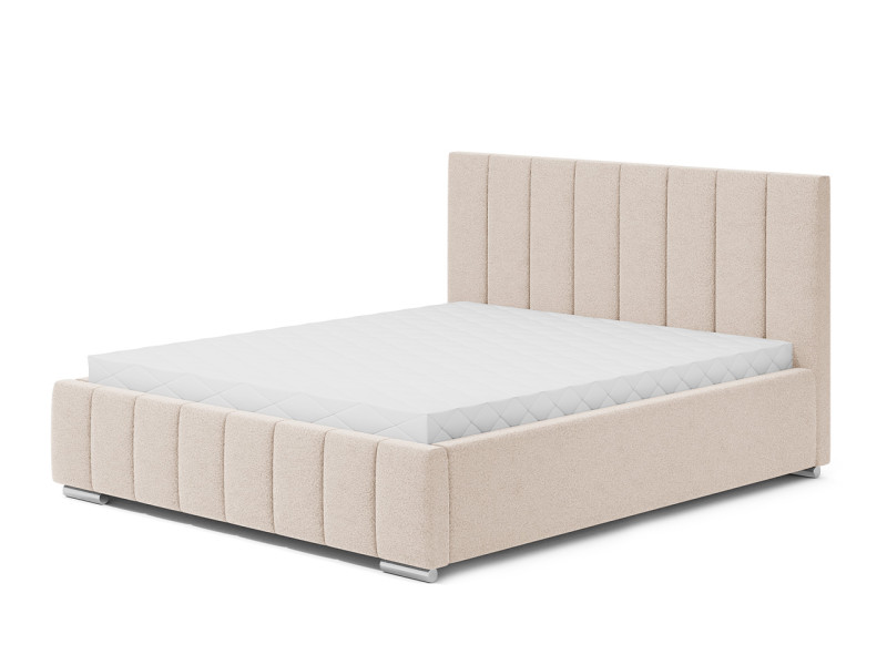 Łóżko tapicerowane Brest 140x200 beżowe tkanina boucle