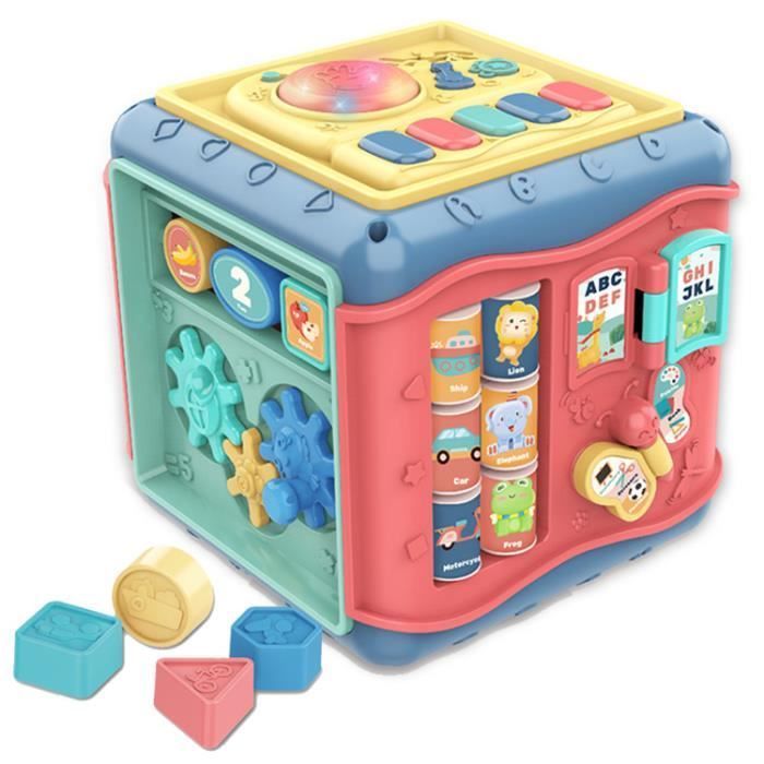 ZGEER 6-in-1 Baby Activity Cube - Multicolor - Musical and Shape-Working Educational Toy for 12-18 Months