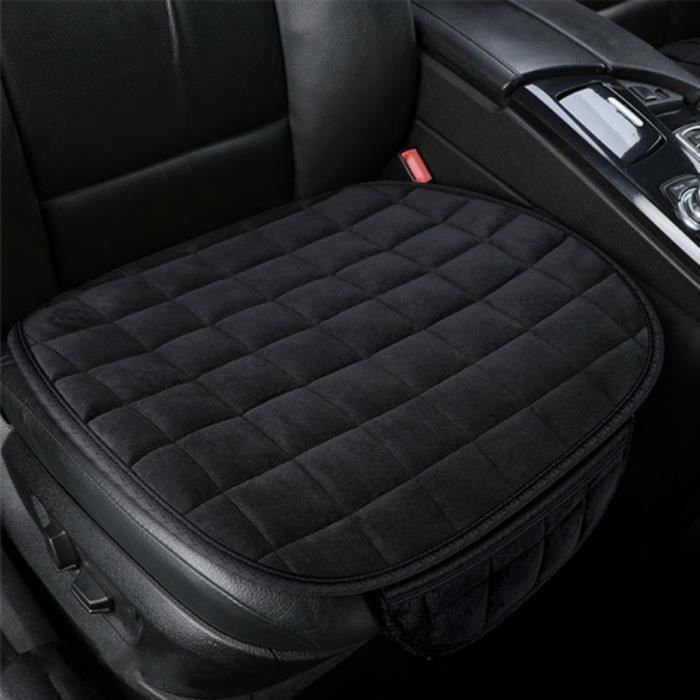 Funda de asiento de coche de invierno cálida, cojín de asiento antideslizante universal, funda de asiento para silla delantera, negra