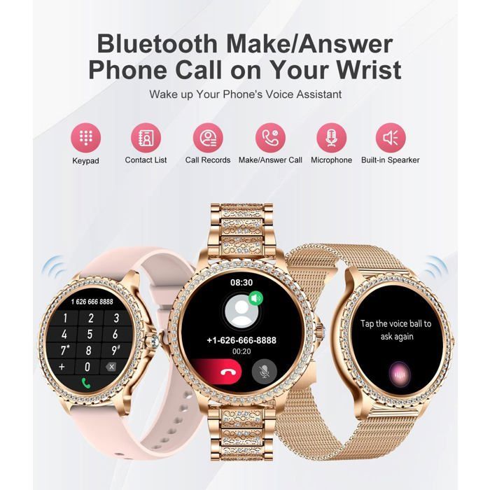 Montre Connectée Femme Bluetooth Appels Pour Android Ios Sport Fitness Activity Tracker Montre Femme Connectée 1,32