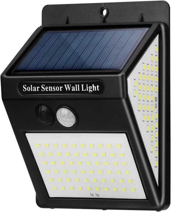 Luz solar para exteriores, lámpara solar para exteriores con sensor de movimiento, 3 modos [1 paquete de 144 LED] Iluminación impermeable