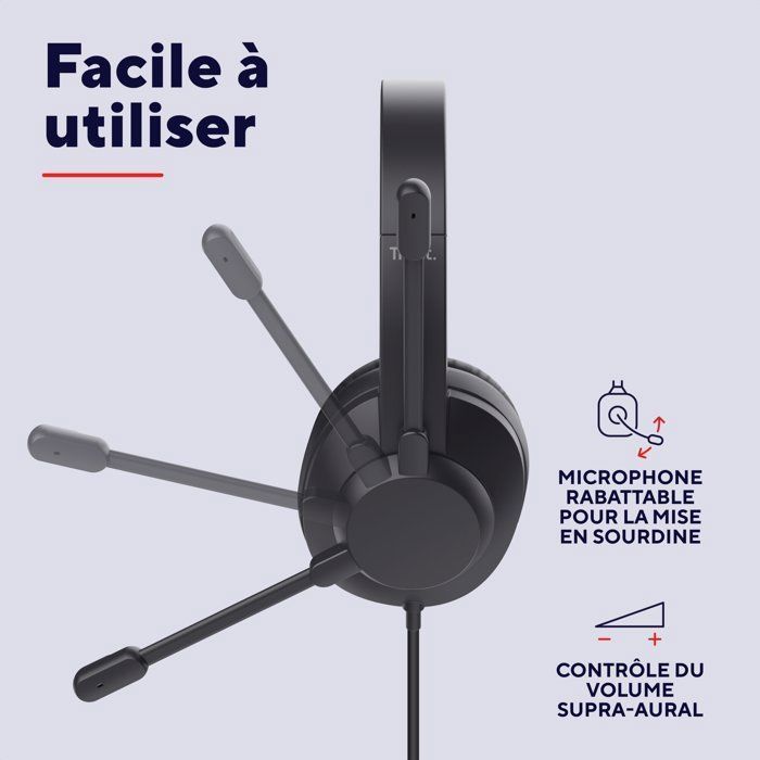 Auriculares USB para PC Trust Roha II Max - Micrófono con cancelación de ruido - Sonido estéreo nítido - Mayor comodidad - Uso profesional