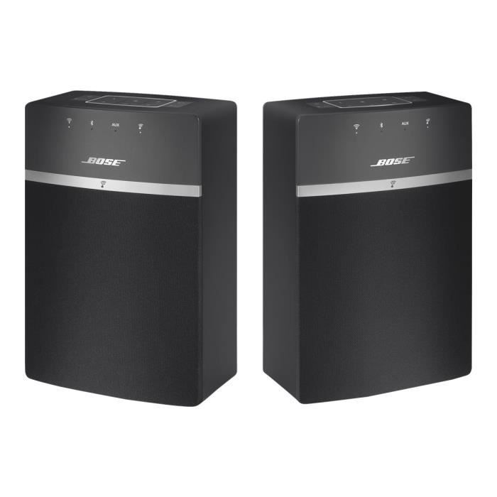 Bose SoundTouch 10 x 2 Paquete de inicio inalámbrico con altavoces Bluetooth y Wi-Fi, color negro.
