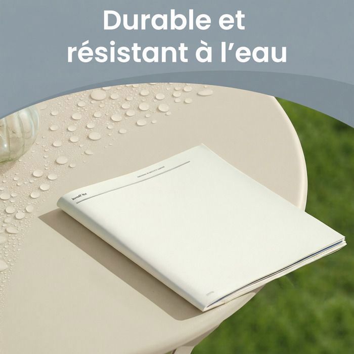 Ensemble Mobilier de Jardin Pliable, 3 Pièces, Acier Résistant, Table et Chaises, Terrasse, Balcon, Beige