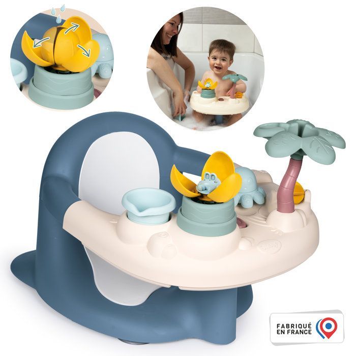 SMOBY - Little Smoby - Siège de Bain - 2 en 1 - Tablette d'Activités Réglable - Ventouses Incluses - dès 6 Mois - Fabriqué en France