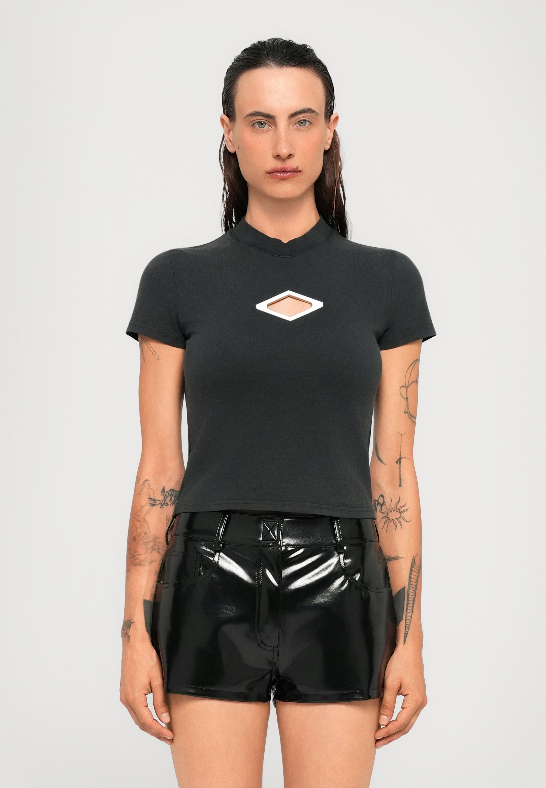 Han Kjøbenhavn DIAMOND SLIM - T-shirt imprimé - black