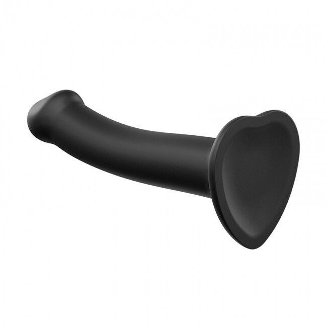 Silikonski upogljiv dildo Strap-On-Me z dvojno gostoto, črne barve, velikost M