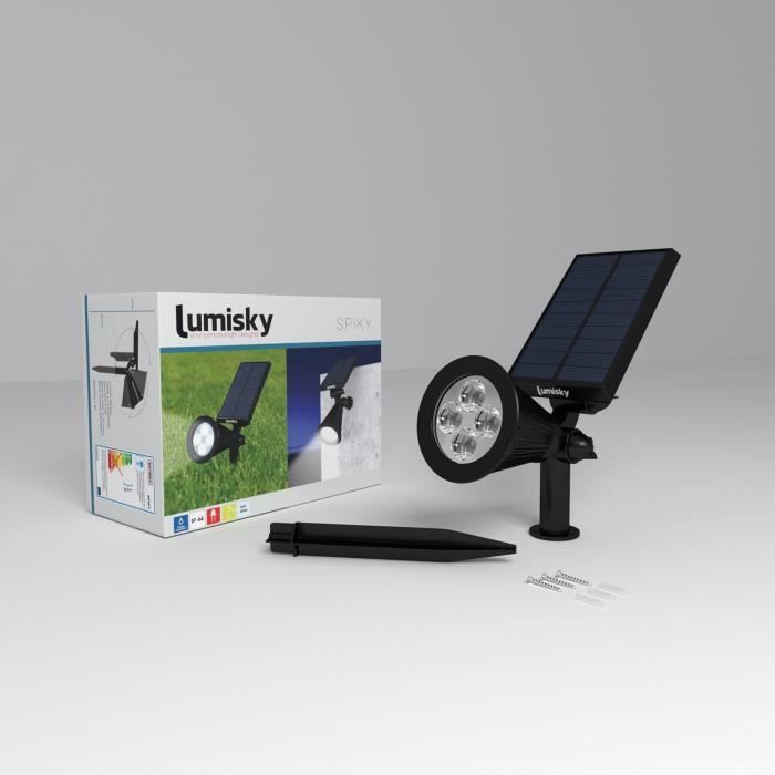Foco solar exterior impermeable - LUMISKY - 4 LED blancos - 200 lm - Cabezal giratorio de 90°