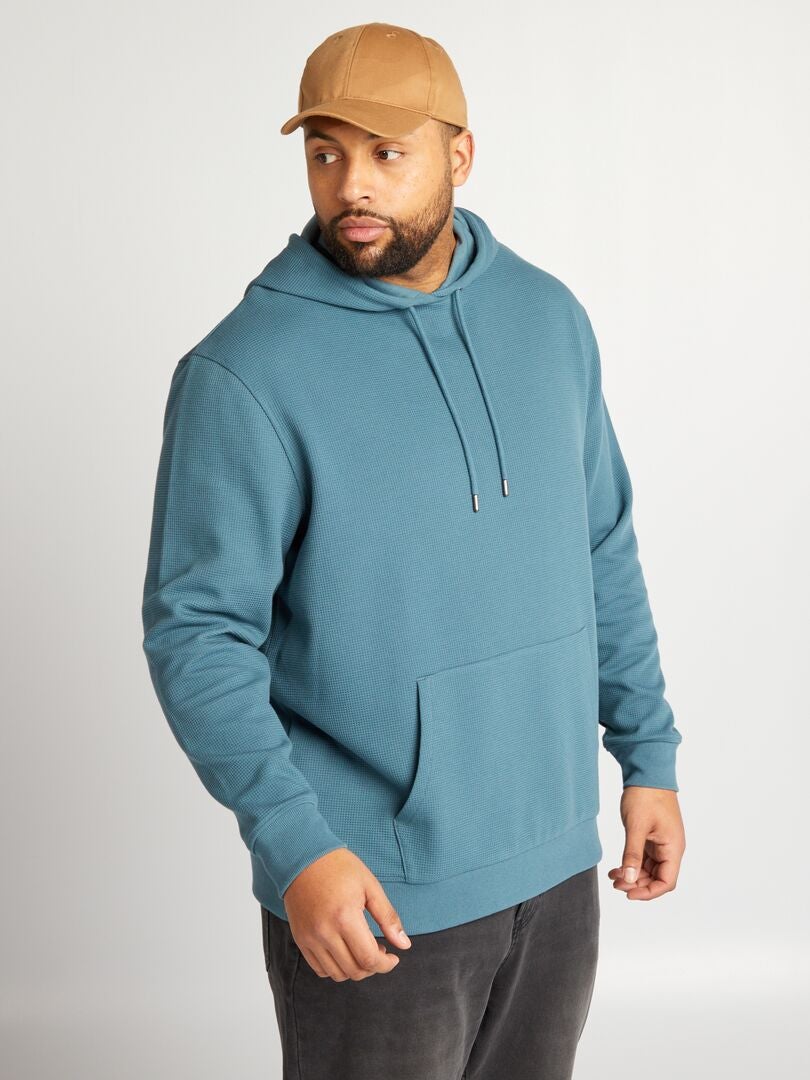 Hoodie met honingraatprint - BLAUW